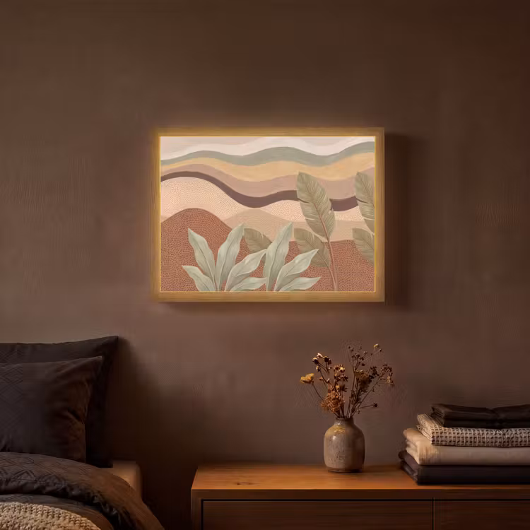 Natuur - Bladeren - Landschap - Abstract - Aardetinten Light Box met batterij (Wandlamp) middel -sfeer4