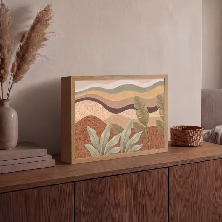 Natuur - Bladeren - Landschap - Abstract - Aardetinten Light Box met batterij (Wandlamp) middel -sfeer2