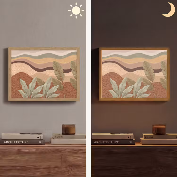 Natuur - Bladeren - Landschap - Abstract - Aardetinten Light Box met batterij (Wandlamp) middel -sfeer3