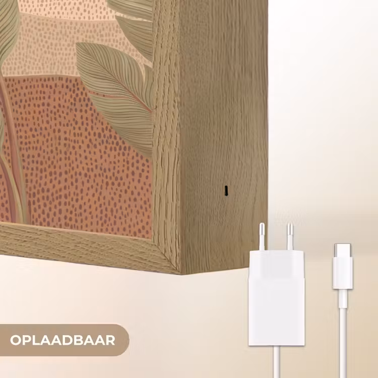 Natuur - Bladeren - Landschap - Abstract - Aardetinten Light Box met batterij (Wandlamp) middel -USP_websiteoplaadbaarNL