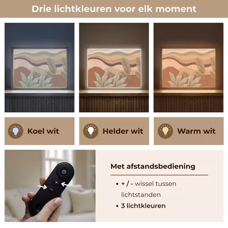 Natuur - Bladeren - Landschap - Abstract - Aardetinten Light Box met batterij (Wandlamp) middel -USP_lichtkleurNL