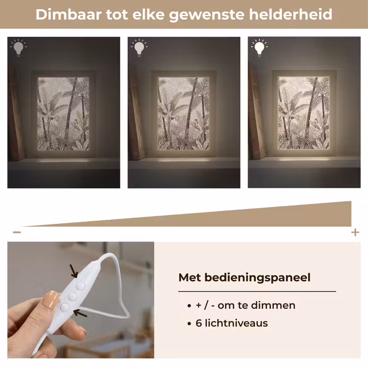 Natuur - Bladeren - Landschap - Mozaïek - Beige Light Box met kabel (Wandlamp) klein -USP_dimbaarNL