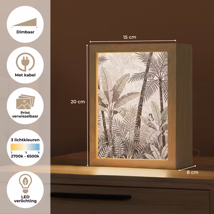 Natuur - Bladeren - Landschap - Mozaïek - Beige Light Box met kabel (Wandlamp) klein -USP_websiteoverzichtNL