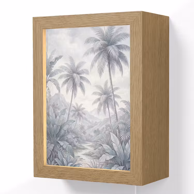 Natuur - Boom - Tropisch - Landschap - Blauw Light Box met kabel (Wandlamp) klein -3d