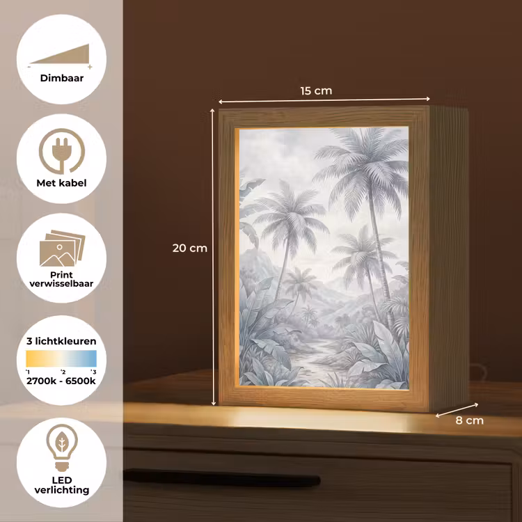 Natuur - Boom - Tropisch - Landschap - Blauw Light Box met kabel (Wandlamp) klein -USP_websiteoverzichtNL