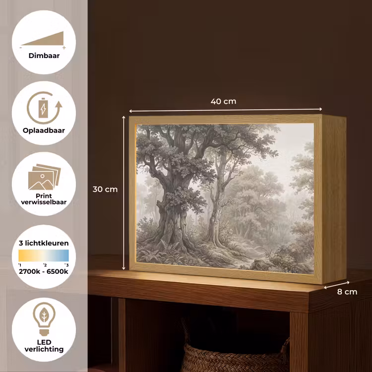 Natuur - Bos - Eik Light Box met batterij (Wandlamp) middel -USP_websiteoverzichtNL