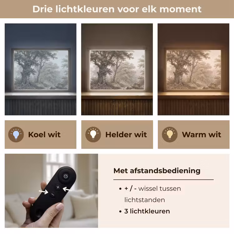 Natuur - Bos - Eik Light Box met batterij (Wandlamp) middel -USP_lichtkleurNL