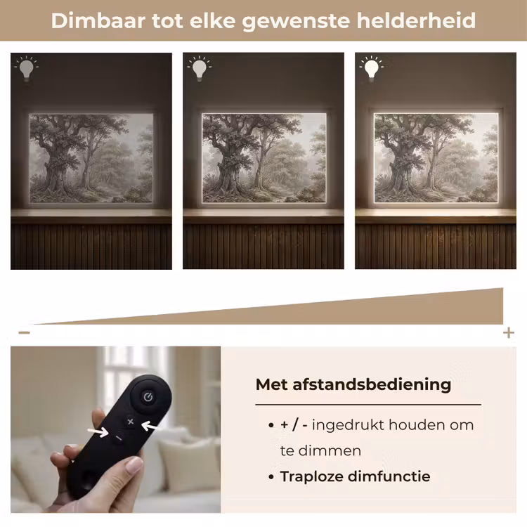 Natuur - Bos - Eik Light Box met batterij (Wandlamp) middel -USP_dimbaarNL