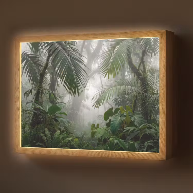 Natuur - Jungle - Mist - Tropisch - Groen Light Box met batterij (Wandlamp) middel -z3d_website