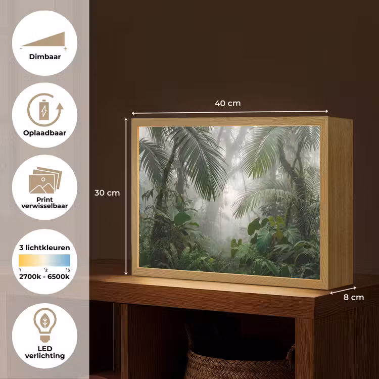 Natuur - Jungle - Mist - Tropisch - Groen Light Box met batterij (Wandlamp) middel -USP_websiteoverzichtNL