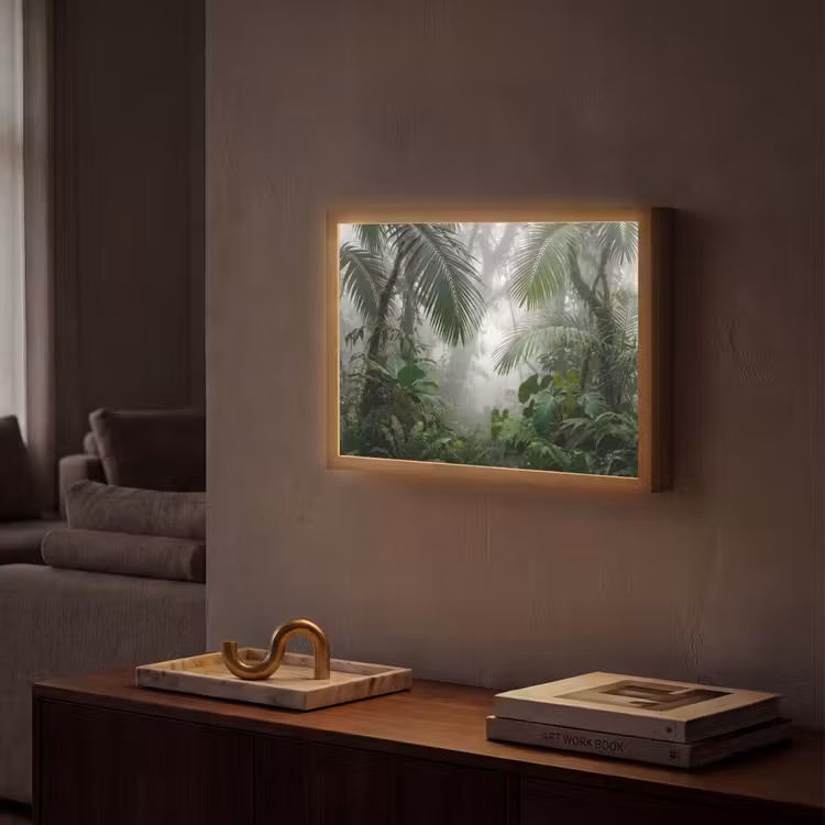 Natuur - Jungle - Mist - Tropisch - Groen Light Box met batterij (Wandlamp) middel -sfeer1