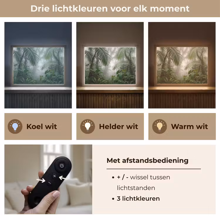 Natuur - Jungle - Mist - Tropisch - Groen Light Box met batterij (Wandlamp) middel -USP_lichtkleurNL