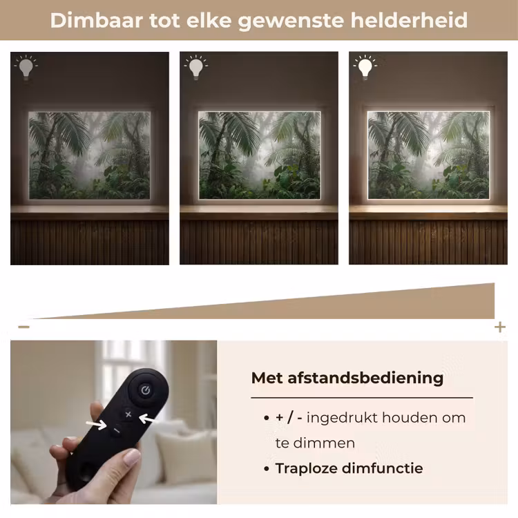 Natuur - Jungle - Mist - Tropisch - Groen Light Box met batterij (Wandlamp) middel -USP_dimbaarNL