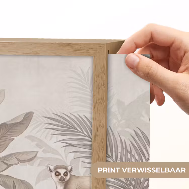 Natuur - Jungle - Ringstaartmaki - Bruin Light Box met batterij (Wandlamp) middel -USP_websiteprintNL