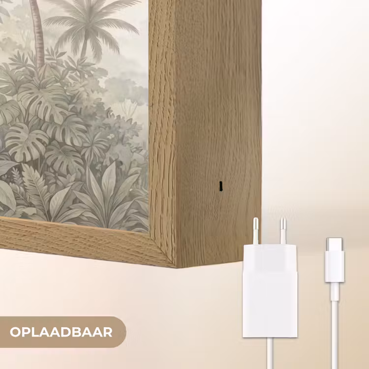 Natuur - Tropisch bos - Landschap - Aquarel - Groen Light Box met batterij (Wandlamp) middel -USP_websiteoplaadbaarNL