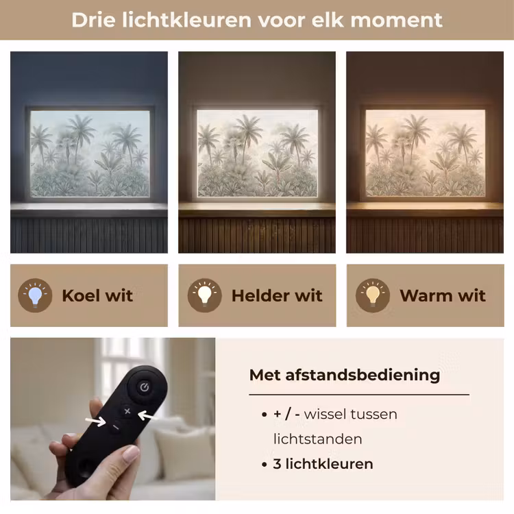 Natuur - Tropisch bos - Landschap - Aquarel - Groen Light Box met batterij (Wandlamp) middel -USP_lichtkleurNL
