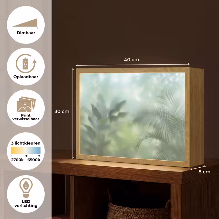 Natuur - Vervaagd - Groen - Abstract - Modern Light Box met batterij (Wandlamp) middel -USP_websiteoverzichtNL