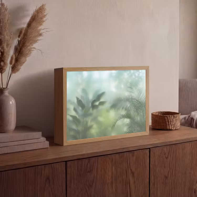 Natuur - Vervaagd - Groen - Abstract - Modern Light Box met batterij (Wandlamp) middel -sfeer2
