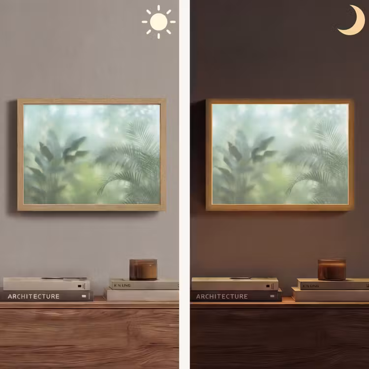 Natuur - Vervaagd - Groen - Abstract - Modern Light Box met batterij (Wandlamp) middel -sfeer3