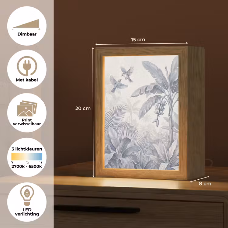 Natuur - Vogel - Jungle - Illustratie - Blauw Light Box met kabel (Wandlamp) klein -USP_websiteoverzichtNL