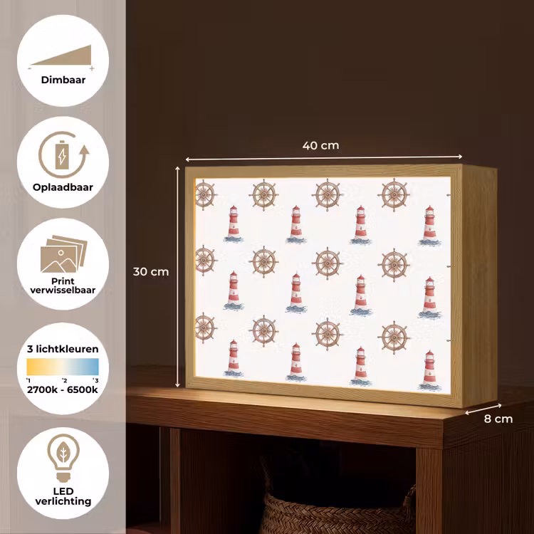 Nautisch - Klassiek - Rood Light Box met batterij (Wandlamp) middel 907 -USP_websiteoverzichtNL
