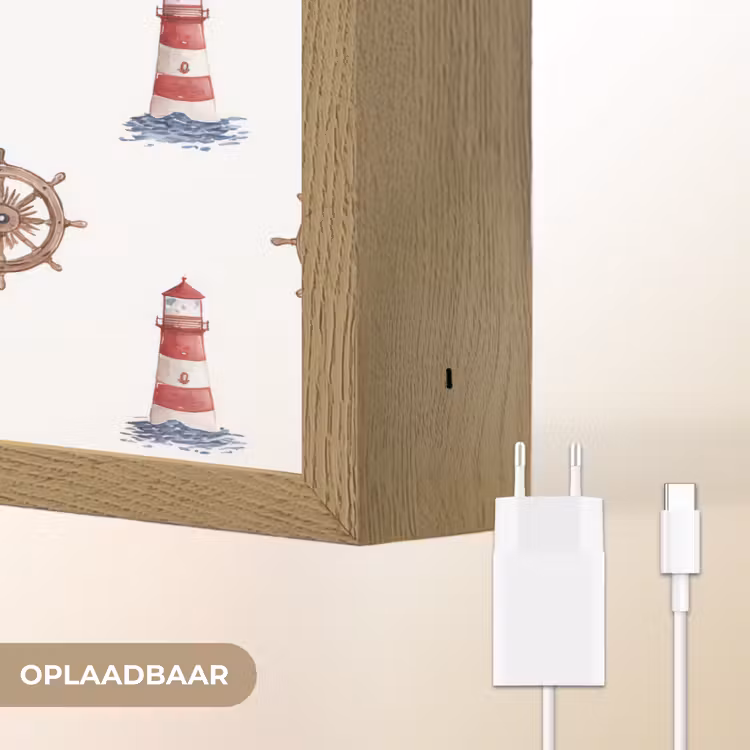Nautisch - Klassiek - Rood Light Box met batterij (Wandlamp) middel 907 -USP_websiteoplaadbaarNL
