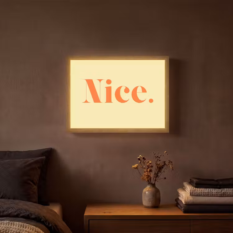 Nice - Oranje - Geel - Minimalistisch Light Box met batterij (Wandlamp) middel -sfeer4