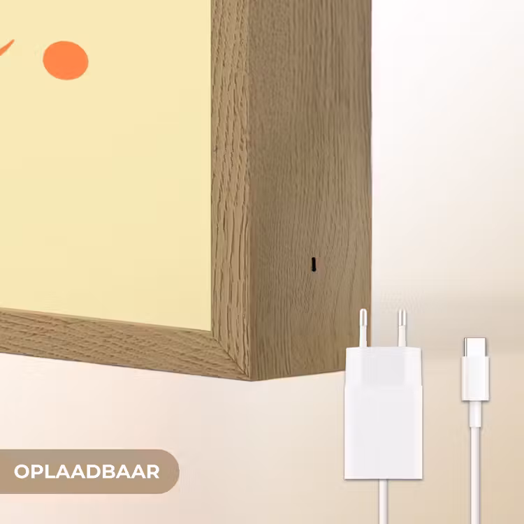 Nice - Oranje - Geel - Minimalistisch Light Box met batterij (Wandlamp) middel -USP_websiteoplaadbaarNL