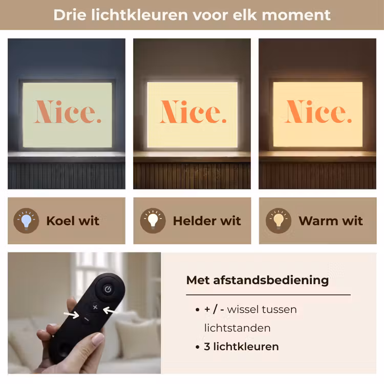 Nice - Oranje - Geel - Minimalistisch Light Box met batterij (Wandlamp) middel -USP_lichtkleurNL