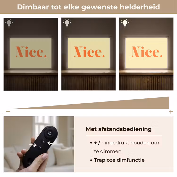 Nice - Oranje - Geel - Minimalistisch Light Box met batterij (Wandlamp) middel -USP_dimbaarNL