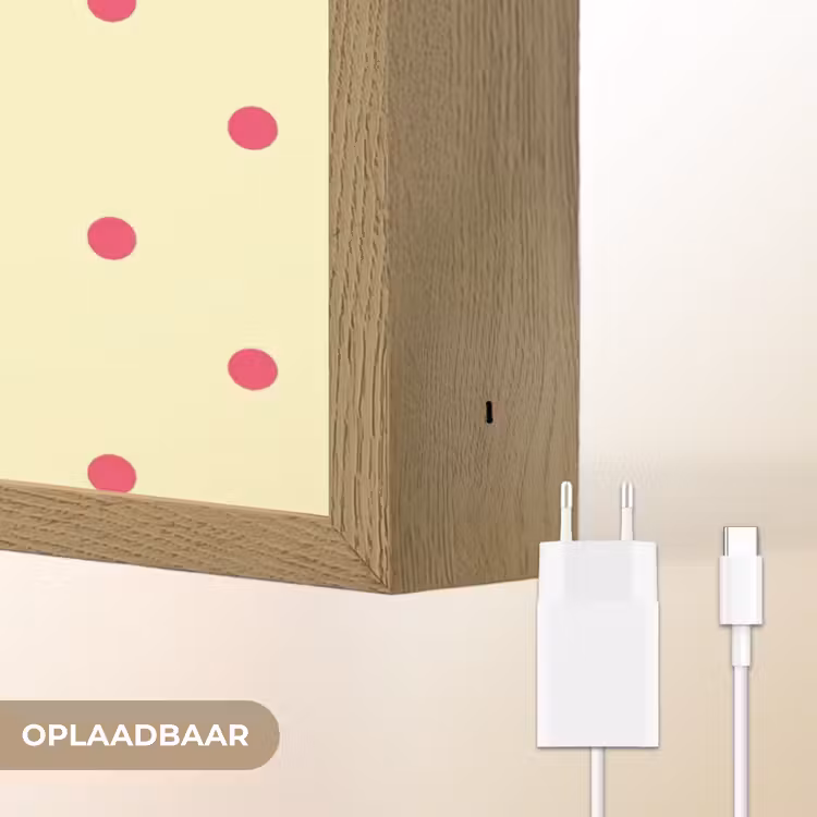 Nice - Stippen - Roze - Geel Light Box met batterij (Wandlamp) middel -USP_websiteoplaadbaarNL