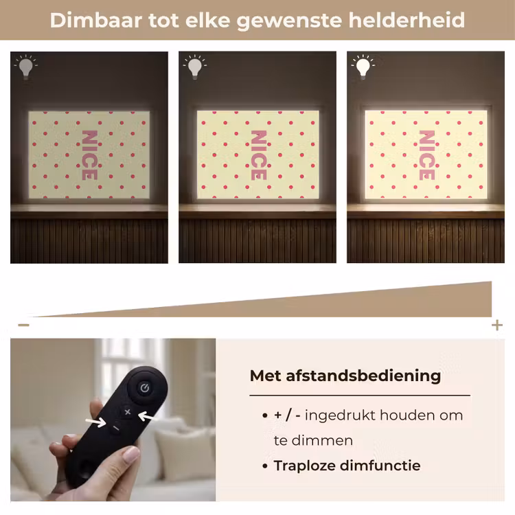 Nice - Stippen - Roze - Geel Light Box met batterij (Wandlamp) middel -USP_dimbaarNL