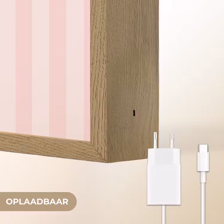 Nice - Strepen - Roze Light Box met batterij (Wandlamp) middel -USP_websiteoplaadbaarNL