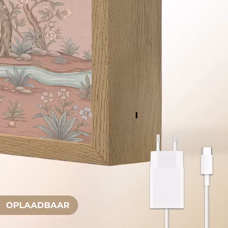 Nostalgisch - Reigers - Roze Light Box met batterij (Wandlamp) middel -USP_websiteoplaadbaarNL