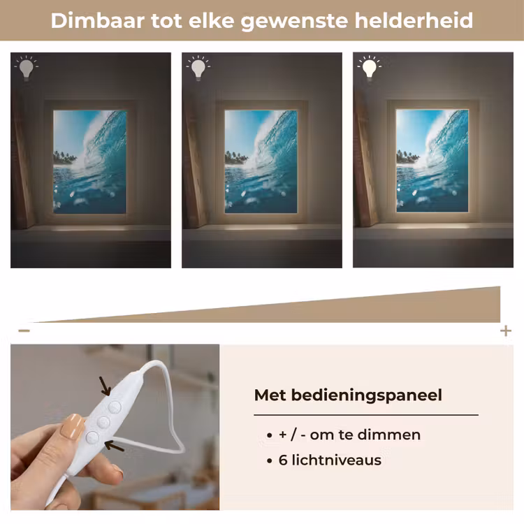 Oceaan - Golf - Strand - Natuur - Blauw Light Box met kabel (Wandlamp) klein -USP_dimbaarNL