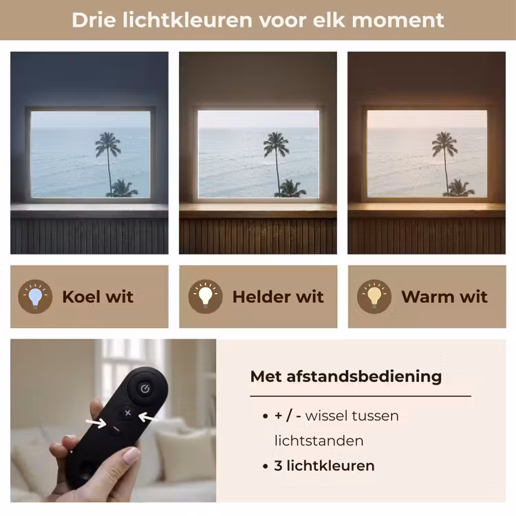 Oceaan - Palmbomen - Surfers Light Box met batterij (Wandlamp) middel -USP_lichtkleurNL