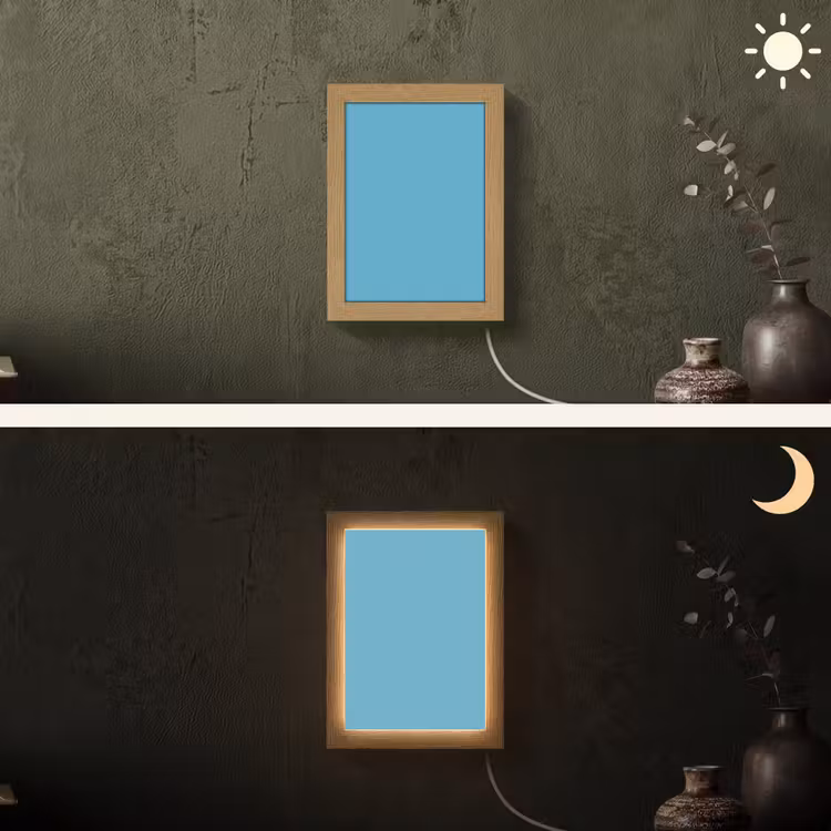Ocean - Teal - Blauw Light Box met kabel (Wandlamp) klein 929 -sfeer3