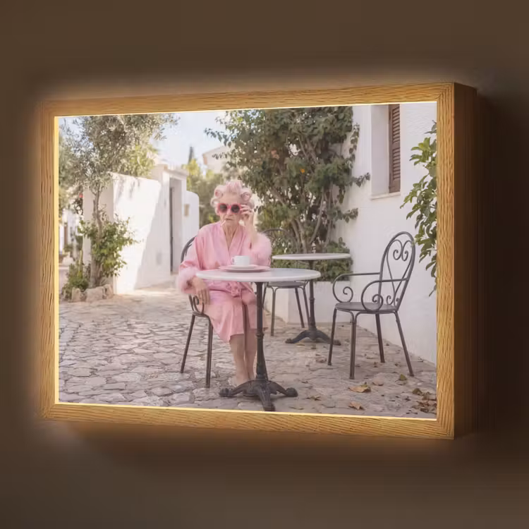 Ochtendjas - Krulspelden - Roze Light Box met batterij (Wandlamp) middel -z3d_website
