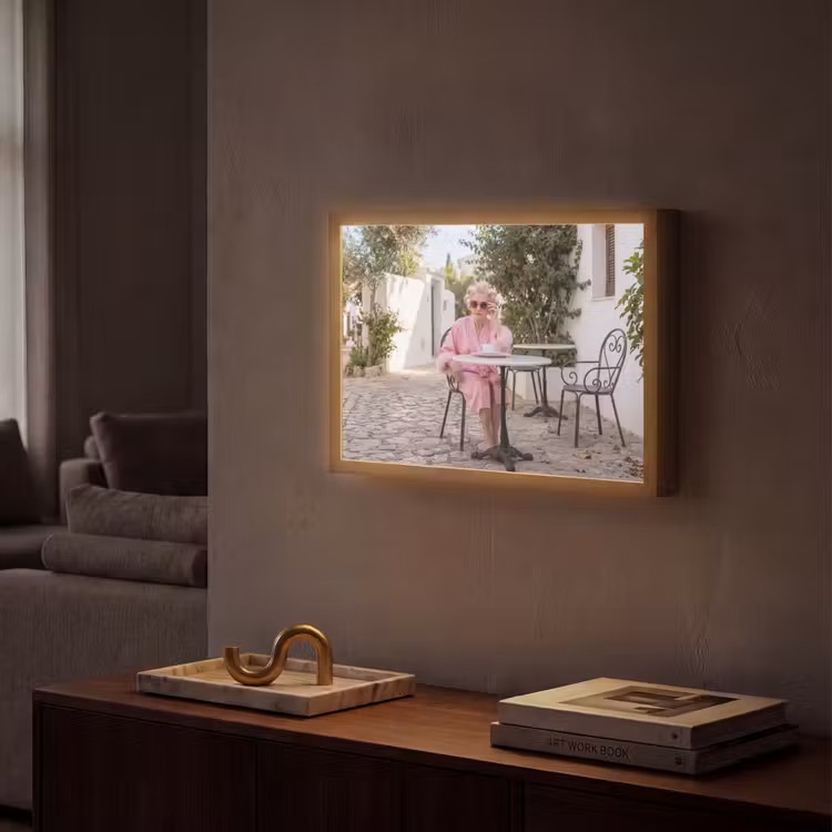 Ochtendjas - Krulspelden - Roze Light Box met batterij (Wandlamp) middel -sfeer1