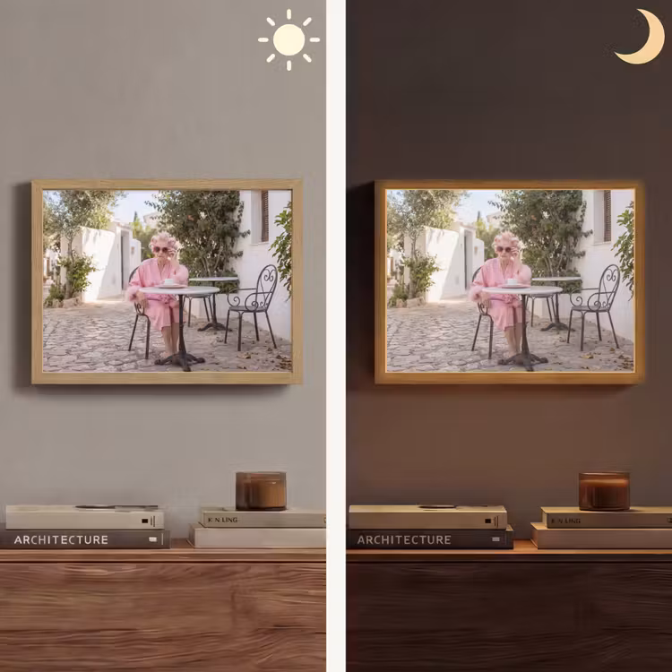 Ochtendjas - Krulspelden - Roze Light Box met batterij (Wandlamp) middel -sfeer3