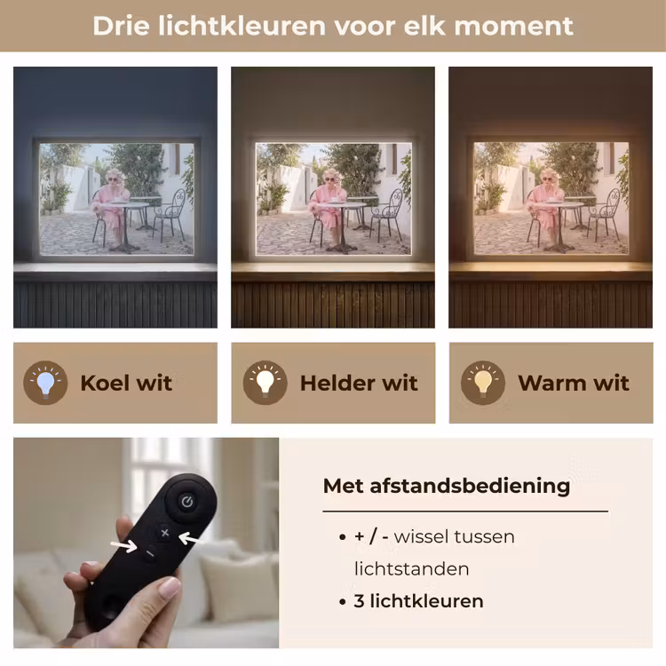 Ochtendjas - Krulspelden - Roze Light Box met batterij (Wandlamp) middel -USP_lichtkleurNL