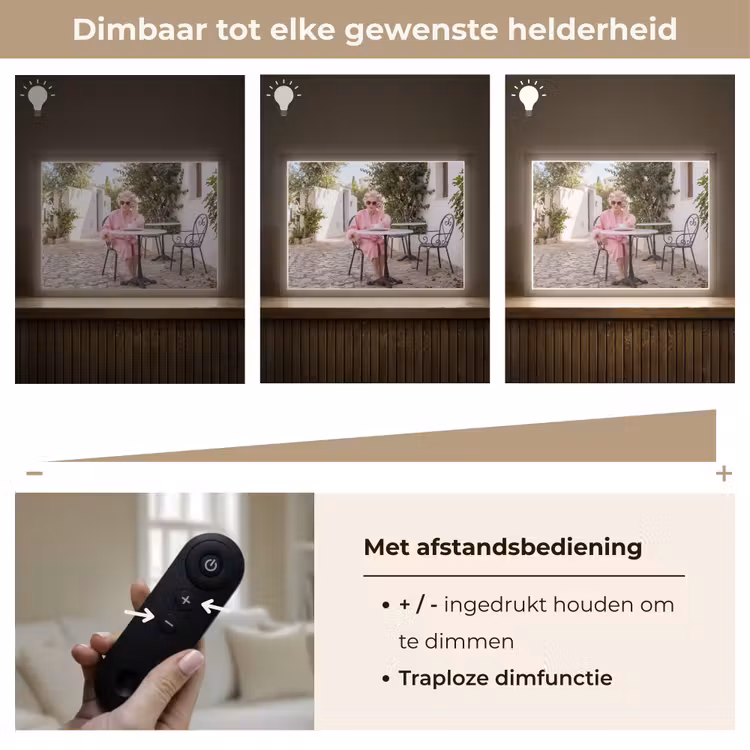Ochtendjas - Krulspelden - Roze Light Box met batterij (Wandlamp) middel -USP_dimbaarNL