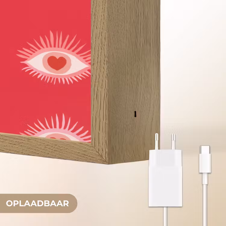Ogen - Hart - Abstract - Rood - Roze Light Box met batterij (Wandlamp) middel 907 -USP_websiteoplaadbaarNL