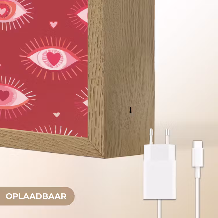 Ogen - Patroon - Roze - Donkerrood Light Box met batterij (Wandlamp) middel 907 -USP_websiteoplaadbaarNL