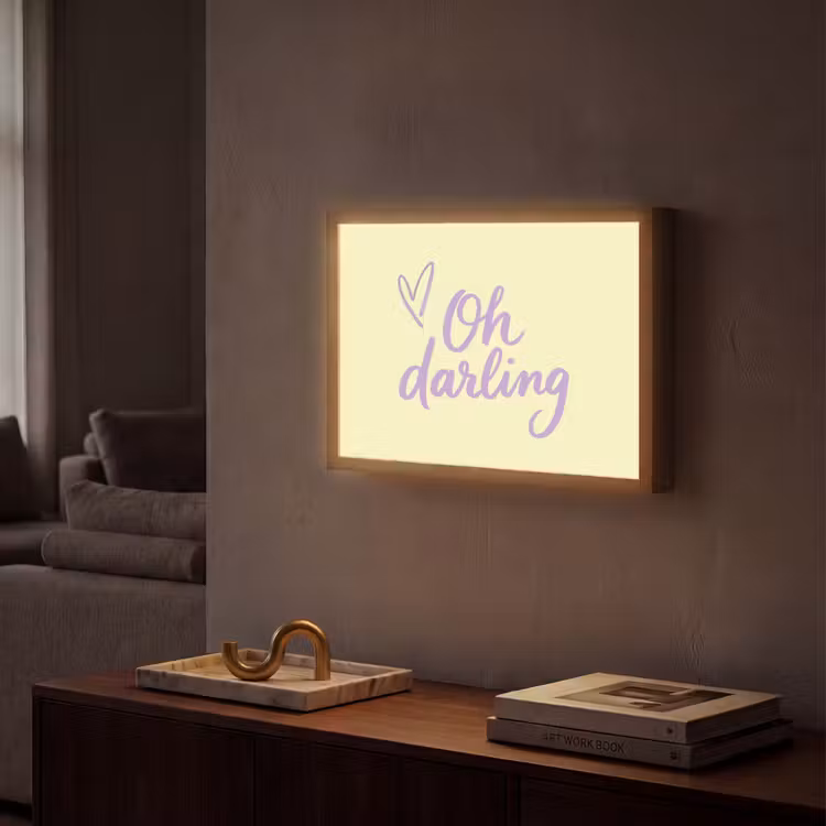 Oh darling - Geel - Hart Light Box met batterij (Wandlamp) middel -sfeer1