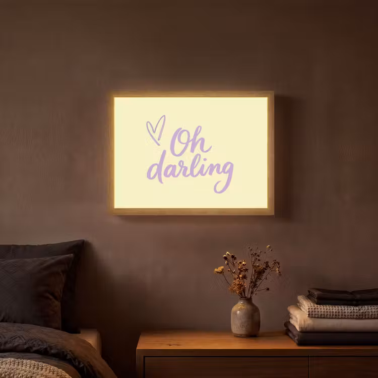 Oh darling - Geel - Hart Light Box met batterij (Wandlamp) middel -sfeer4