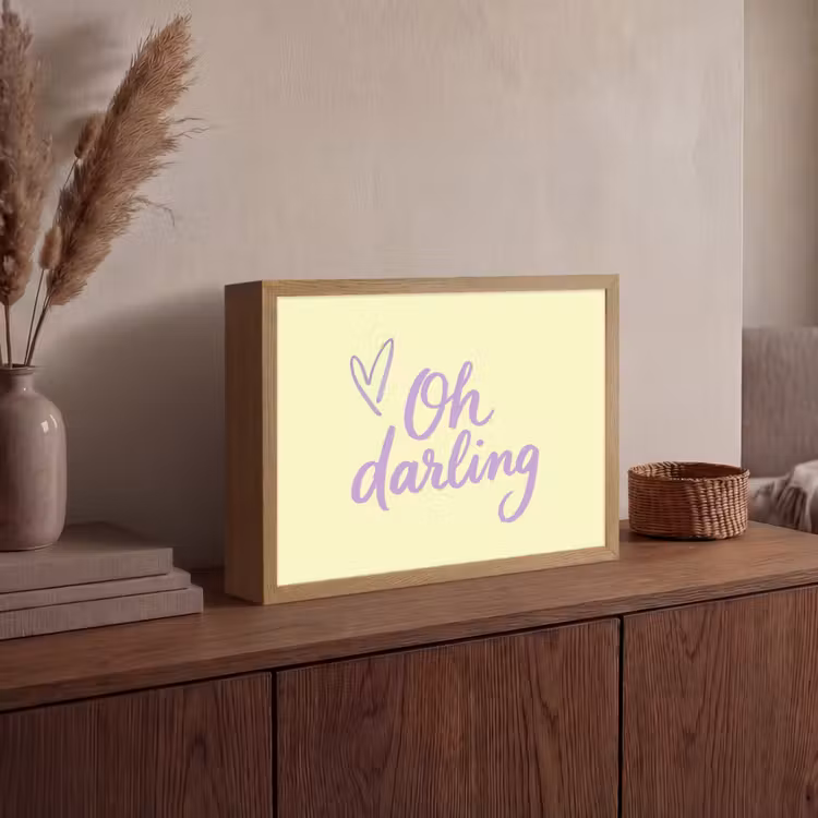 Oh darling - Geel - Hart Light Box met batterij (Wandlamp) middel -sfeer2