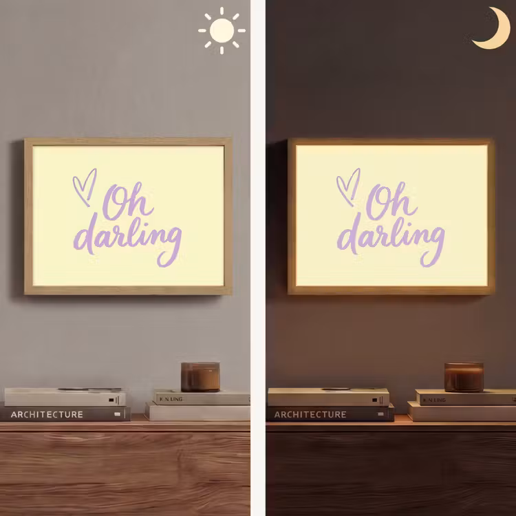 Oh darling - Geel - Hart Light Box met batterij (Wandlamp) middel -sfeer3