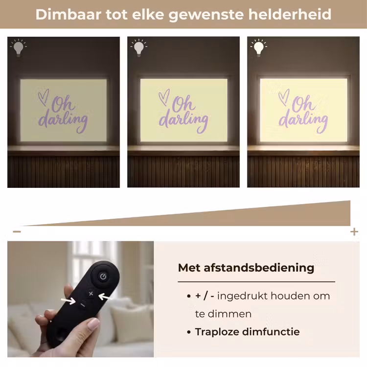 Oh darling - Geel - Hart Light Box met batterij (Wandlamp) middel -USP_dimbaarNL