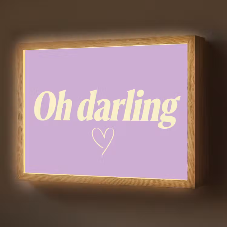 Oh darling - Hart - Paars Light Box met batterij (Wandlamp) middel -z3d_website